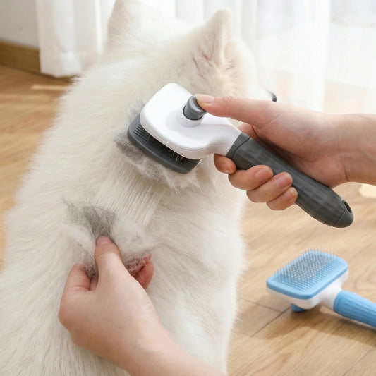 Self-Cleaning Slicker Comb with Round-Tip Bent Needles,