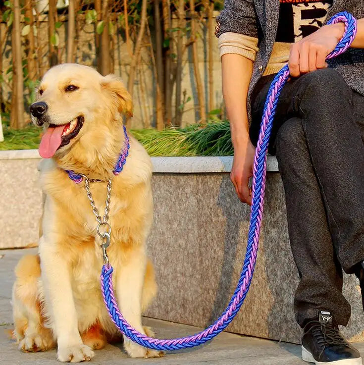 Double Strand Rope Large Dog Leashes Metal P Chain Buckle