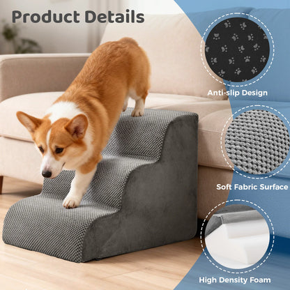 3-5 Step High-Density Foam Dog Stairs ,  Curved Steps Indoor Non-Slip