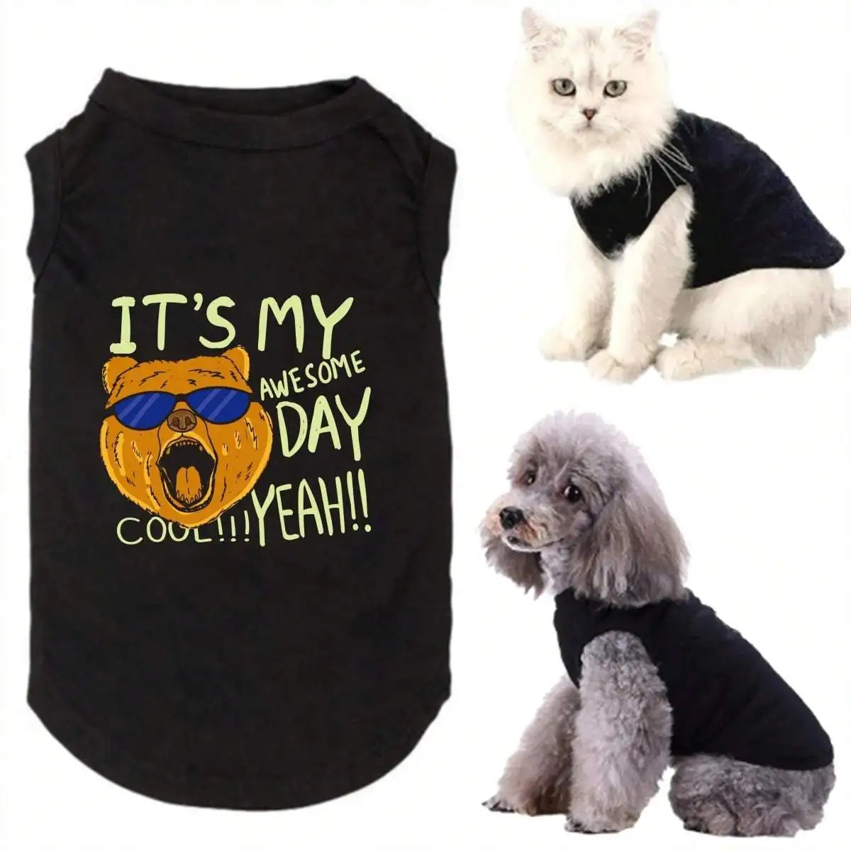 Cool glasses dog head print thin , new pet vest in spring and summer