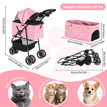Foldable Small Dog Cat Carrier Strolling