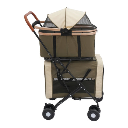 3-in-1 Multifunctional Pet Stroller Foldable with 2 Pet Carriers