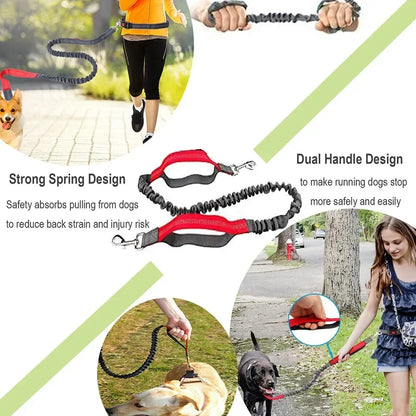 Retractable Dog Leash with Adjustable Waist Rope Hand Free