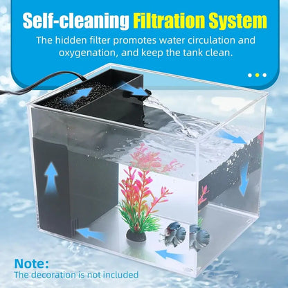 1 Gallon  Aquarium Kit with LED Light and Water Filter Pump