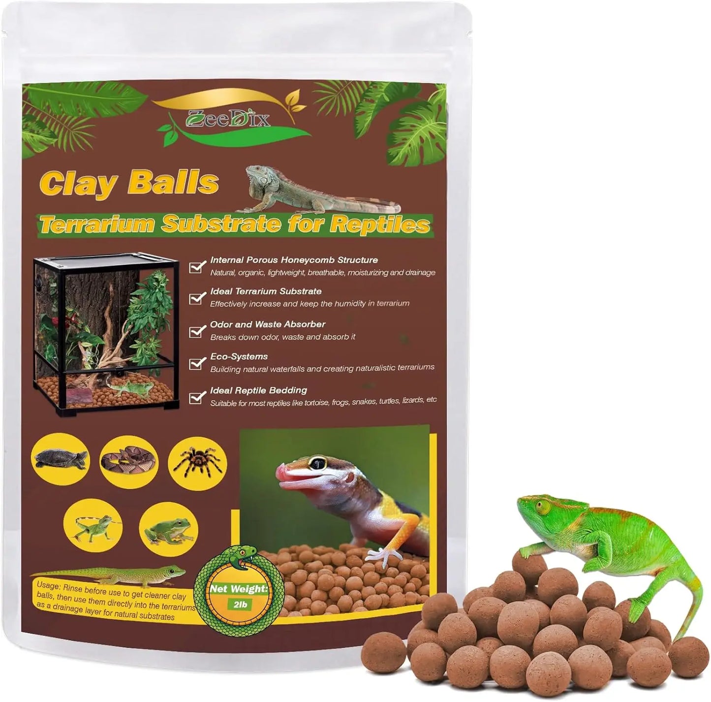 2 LBS Natural Clay Pebbles - Substrate for Terrariums