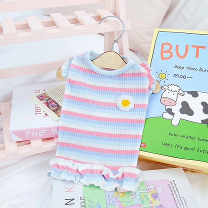 Puppy Summer Clothes Pet Outfit ,     Dog Dress  -  Cat Vest   -    Chihuahua Bichon Yorkie Suspenders Skirt