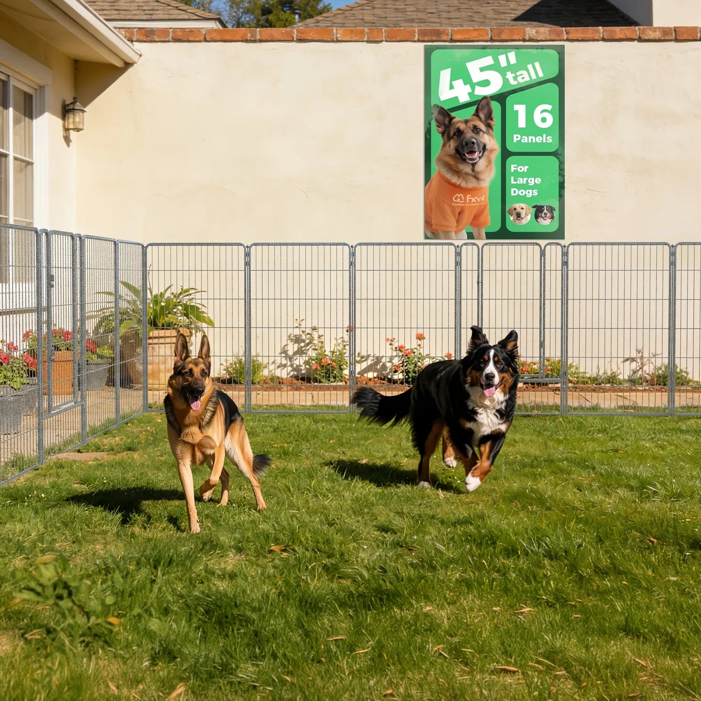 Panels / Dog Playpen , Heavy Duty Metal Pet Fence with Gate -    Portable Exercise Pen