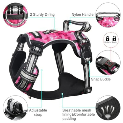 Pet Harnesses with Dog Collar, Adjustable Reflective
