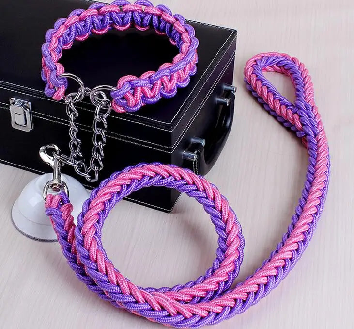 Double Strand Rope Large Dog Leashes Metal P Chain Buckle