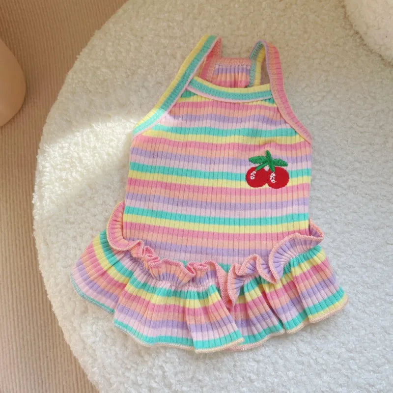 Puppy Summer Clothes Pet Outfit ,     Dog Dress  -  Cat Vest   -    Chihuahua Bichon Yorkie Suspenders Skirt