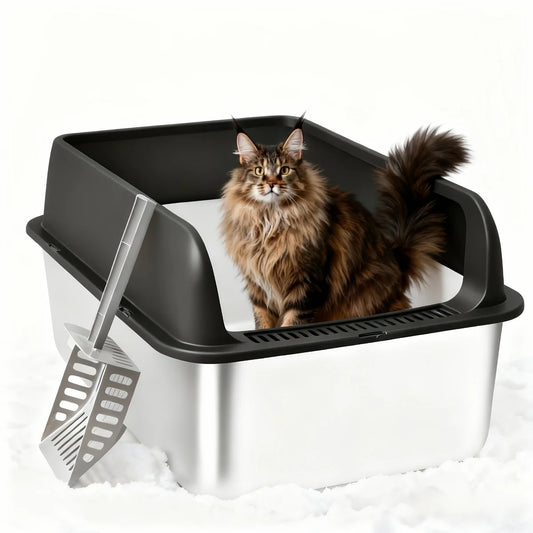 Stainless Steel , Medium And Large Litter Box For Cats With Scoop
