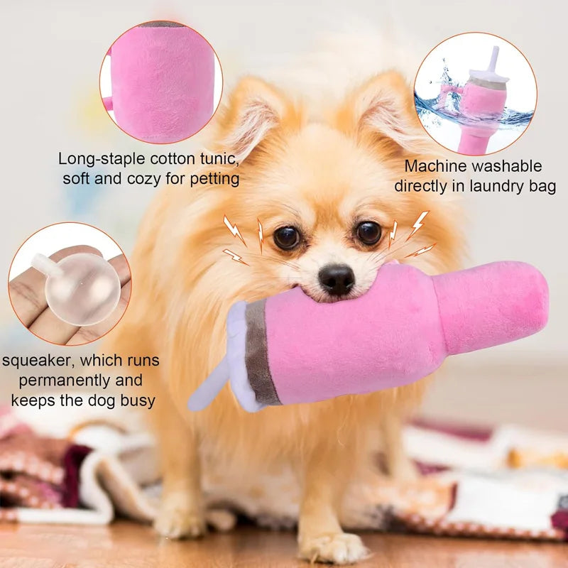 Safe Squeaky Dog Cup Toy Pink - Durable Chew Toy