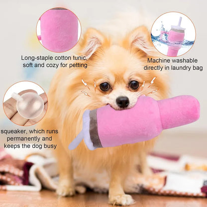 Safe Squeaky Dog Cup Toy Pink - Durable Chew Toy