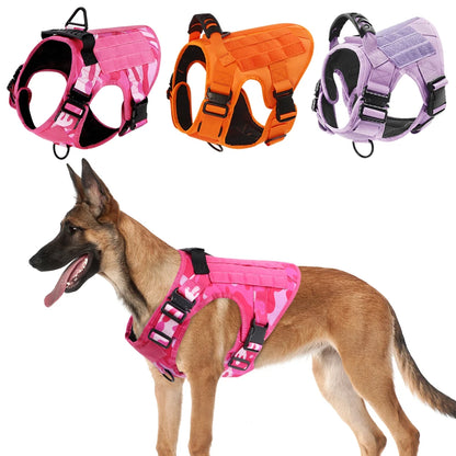 Dog Harness For Large Medium Dogs Leash Adjustable Tactical Training Vest