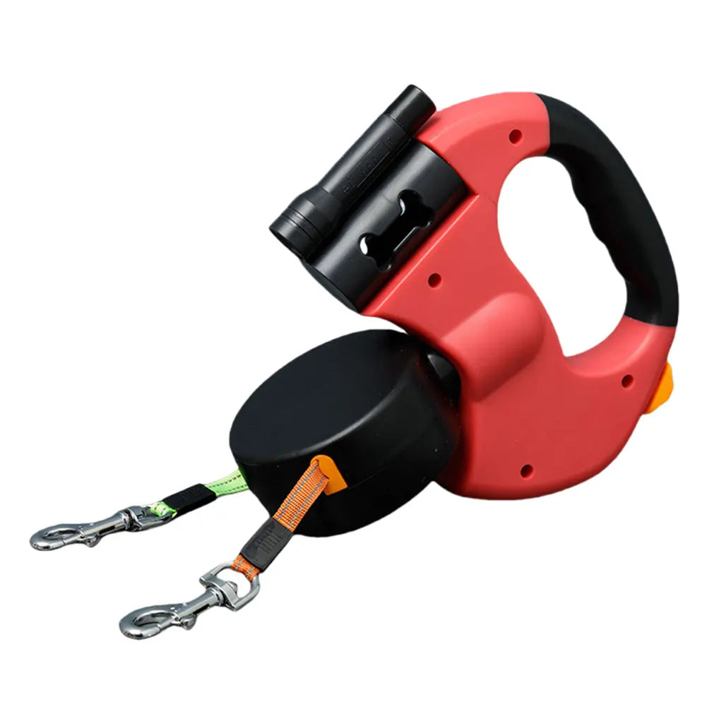 Double Headed  , LED Light Dog Walking Leash Retractable Dog Leash
