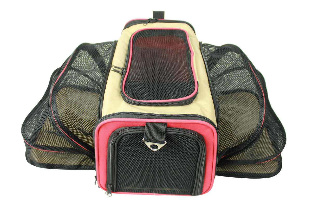 Pet Life ® 'Roomeo' Airline Approved Dual Expandable and Folding Collapsible Fashion Travel Pet Dog Carrier Crate